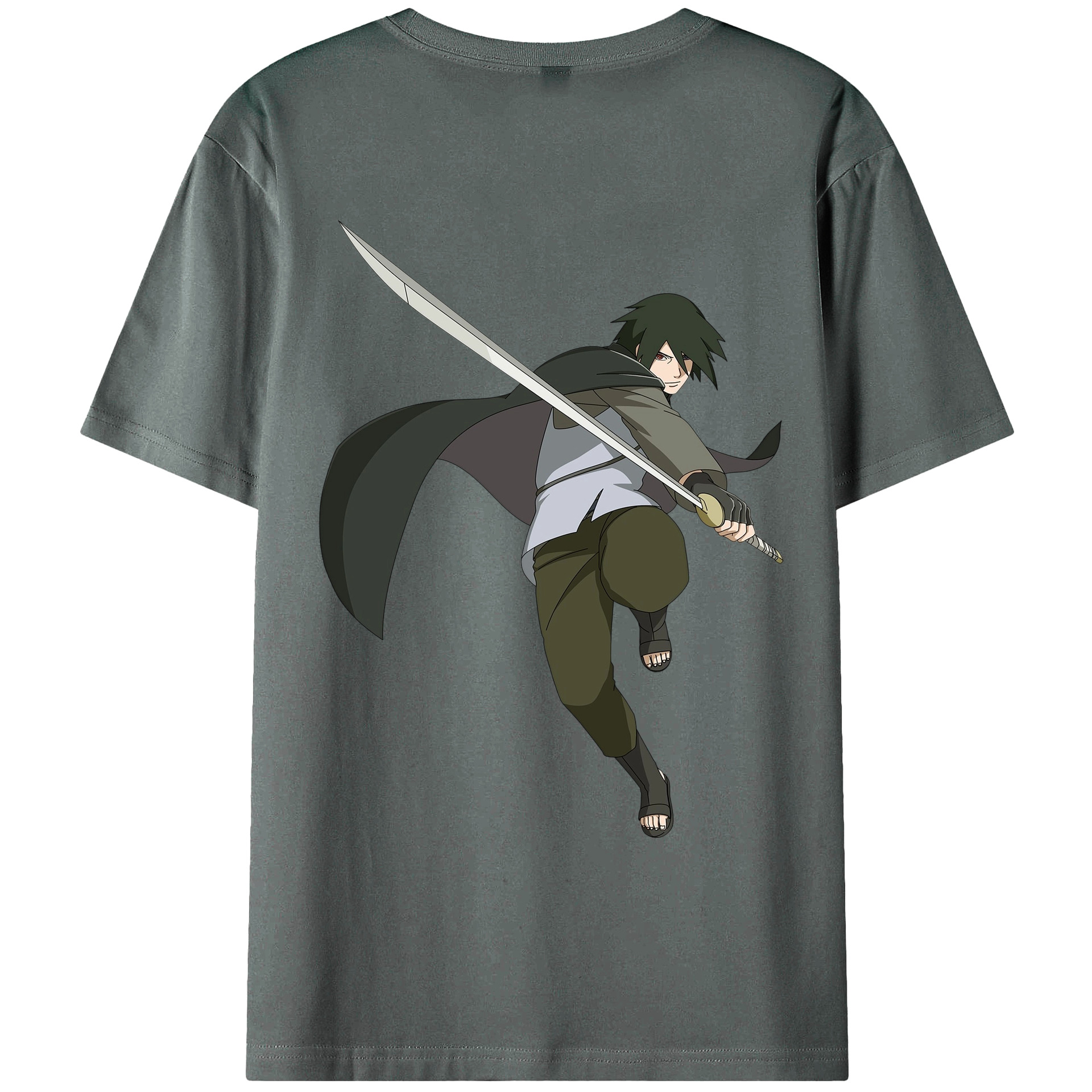 （画像用） NARUTO -ナルト- うちは サスケ Uchiha Sasuke 綿100％ メンズ半袖Tシャツ（バックプリント） 通気性